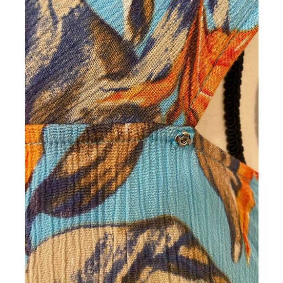 Mahina Maui Boutique Long Wrap Dress Sundress Floral Open Back Hi-Lo Hemline M - Picture 11 of 12